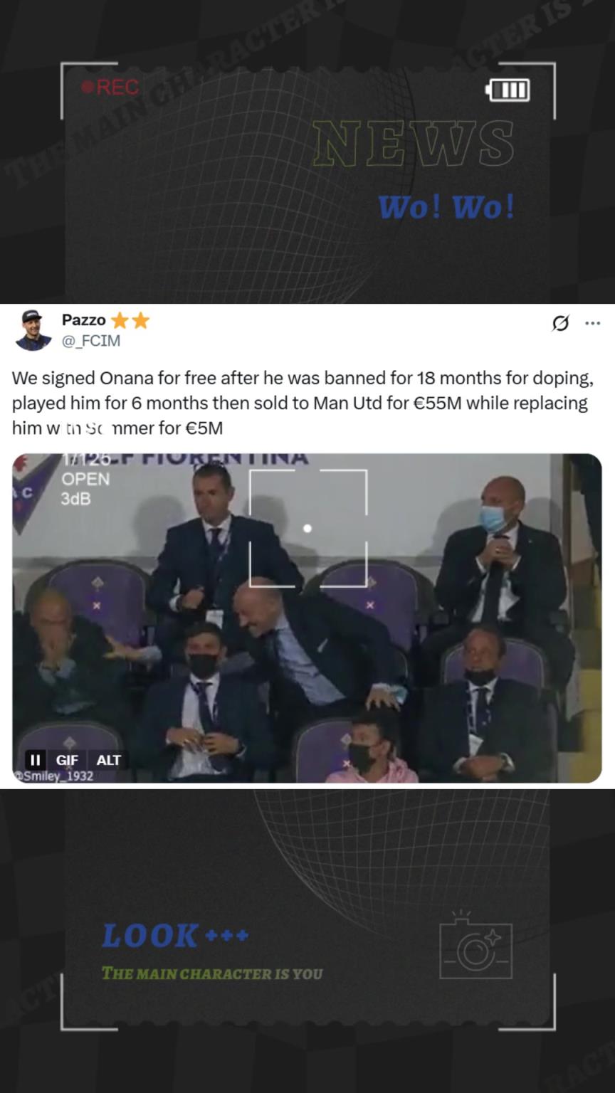 竊喜，國(guó)米博主：免簽奧納納5500萬(wàn)賣給曼聯(lián)又500萬(wàn)簽下索默